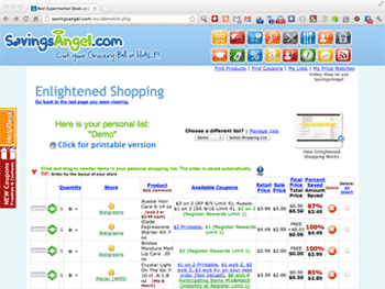 Click here to view a sample shopping list.