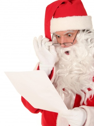 Santa looking at Christmas list