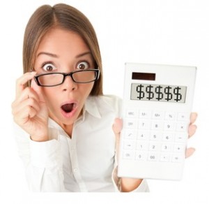 Business woman accountant shocked