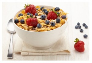 Bowl of healthy muesli and fresh berries