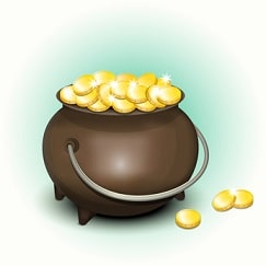 Magic Pot with Gold Coins for Patricks Day
