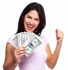 Woman holding money