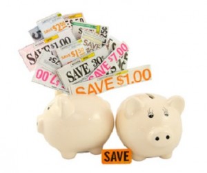 Grocery Coupons In A Piggy Bank