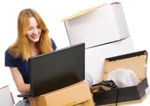 Young woman surfing an online store