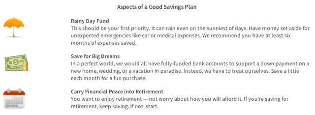 quizzle savings plan rainy day fund