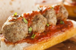 Hot and Homemade Spicy Meatball Sub Sandwich