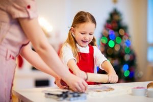 Family baking on Christmas eve