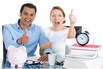 happy, successful couple planning for future financial success