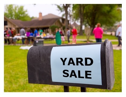 Yard sale in an american weekend on the lawn